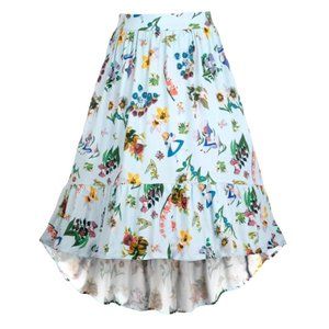 Alice in Wonderland Mary Blair Print High-Low Ruffle Hem A-Line Skirt Size M